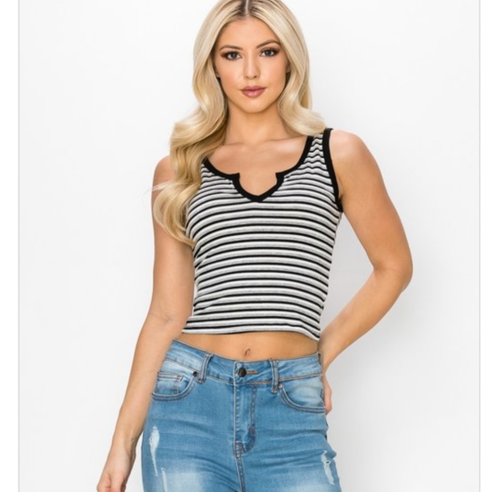 Women Striped Crop Tank Top